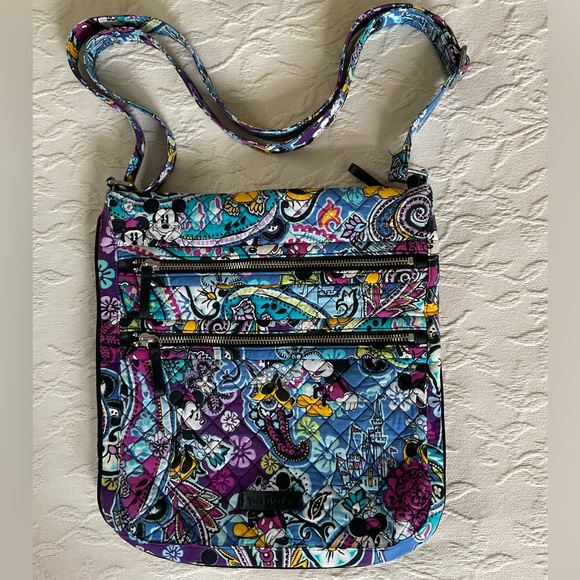 Vera Bradley Handbags - VERA BRADLEY Mickey & Minnie Paisley Celebration Iconic Triple Zip Hipster Purse